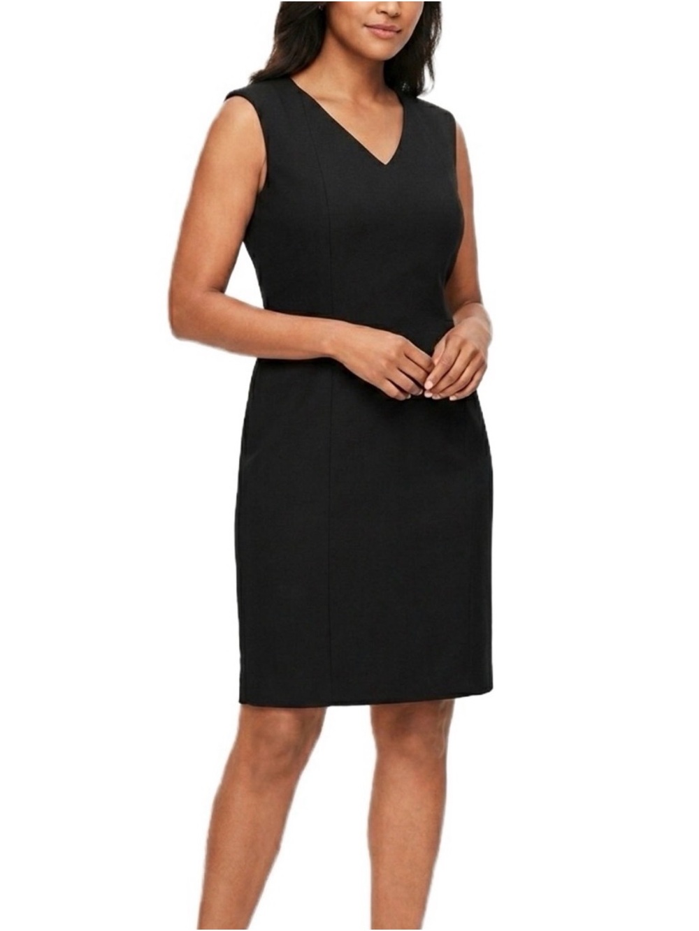 Talbots Classic Black Sleeveless V-Neck Mini Dress